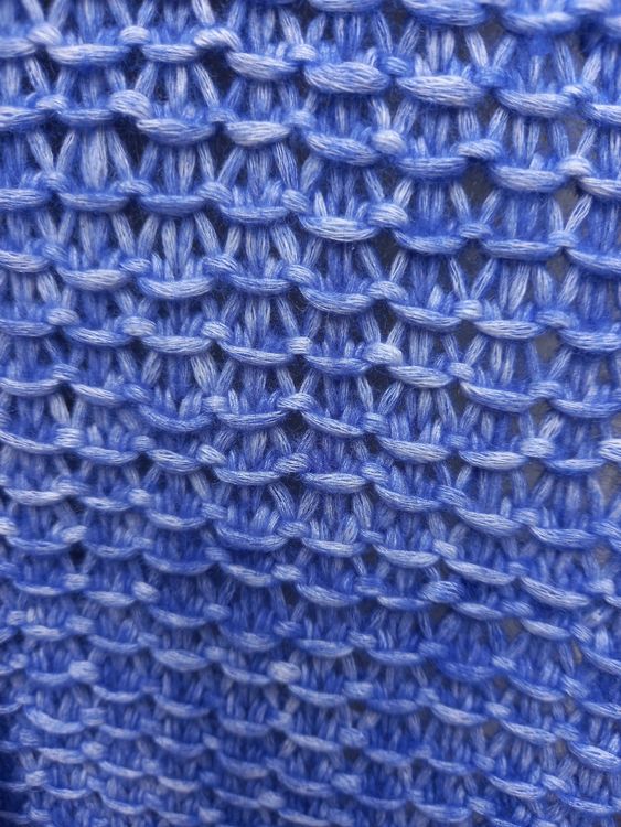 Strickschal Handarbeit - Baumwolle & Schurwolle, blau 4