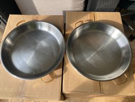 Serviceplatten Chromstahl mit goldfarbigen Griffen 2/2