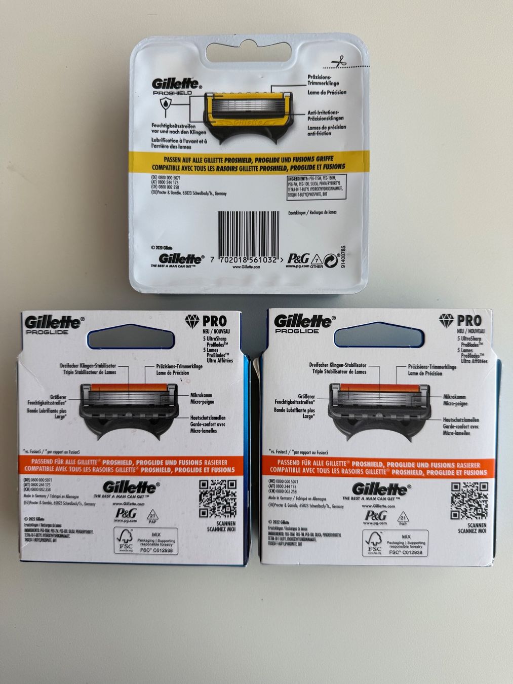 Gillette Rasoi & Lamette da barba: Gillette ProGlide + ProShield, 22 pcs – Nuovo e nell'imballaggio originale da St-Gingolph venduto da GoldenKeys 1
