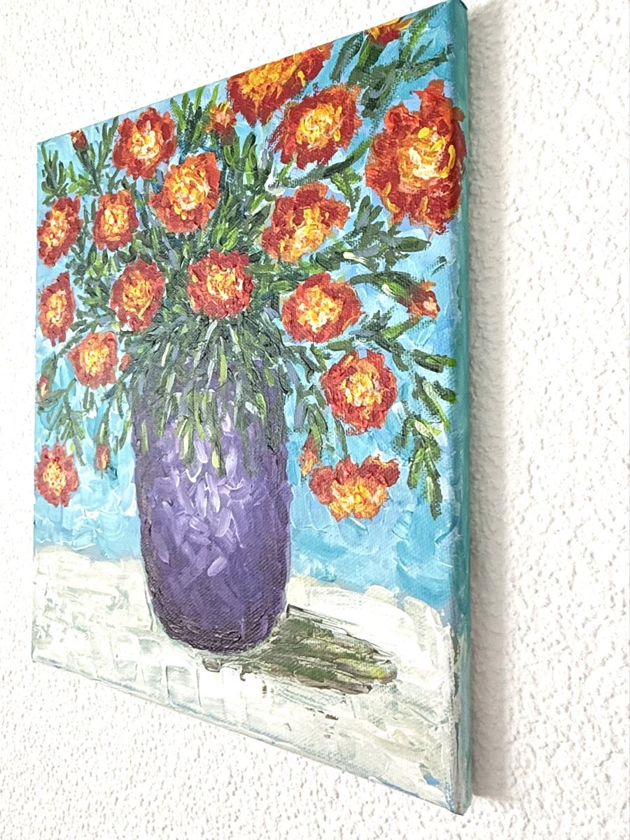 Dipinti: Gemälde auf Leinwand: Blumen. Handgemalt. Stillleben – Nuovo (secondo la descrizione) da Siselen BE venduto da Rolf131 3