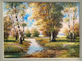 74x59/ aT Walter/ Öl Gemälde idyllischeSpätsommerLandschaft