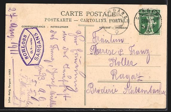 Cartoline postali: Passepartout-AK Sargans, Gesamtansicht m – Usato da Berlin venduto da bartko-reher 1