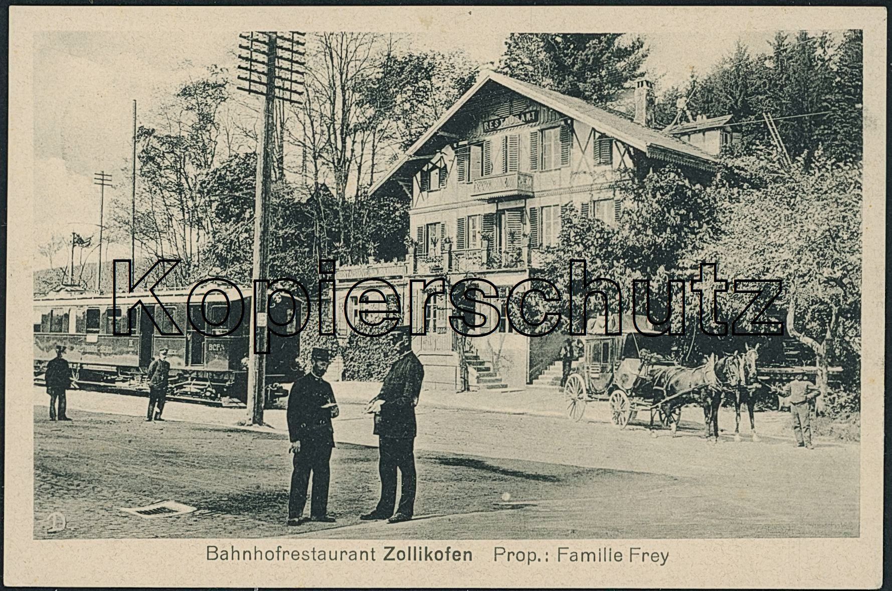 Cartoline postali: BE Zollikofen - Bahnhof - Bahn SZB - Postkutsche – Usato da Schindellegi venduto da leecollect