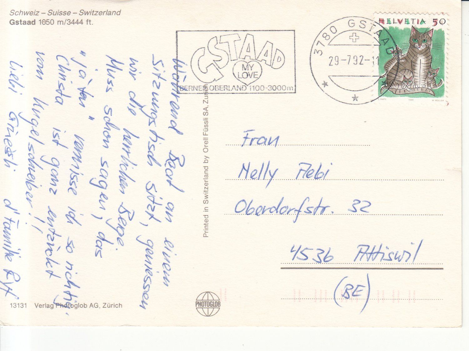 Cartoline postali: Gstaad 1992 – Usato da Bürglen TG venduto da StampGraf 1