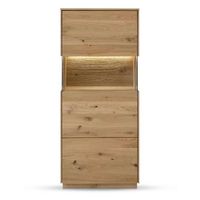 Vitrine Highboard ST GALLEN Wildeiche massiv LED 63 cm