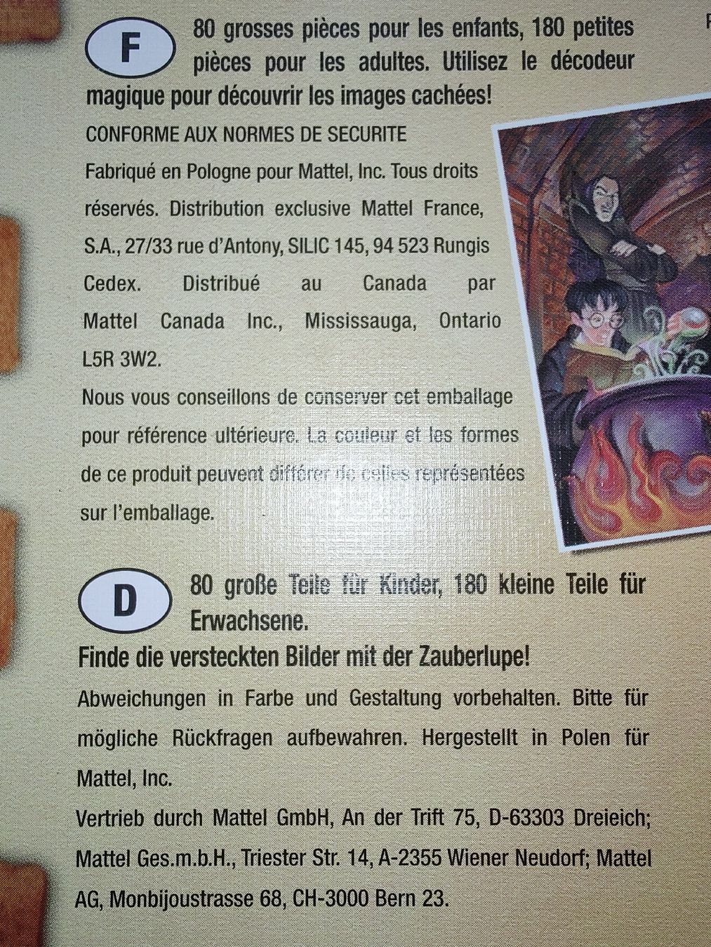 Puzzle: Puzzle Harry Potter 260 pièces - années 2000 – Usato da fribourg venduto da GameSpot 3
