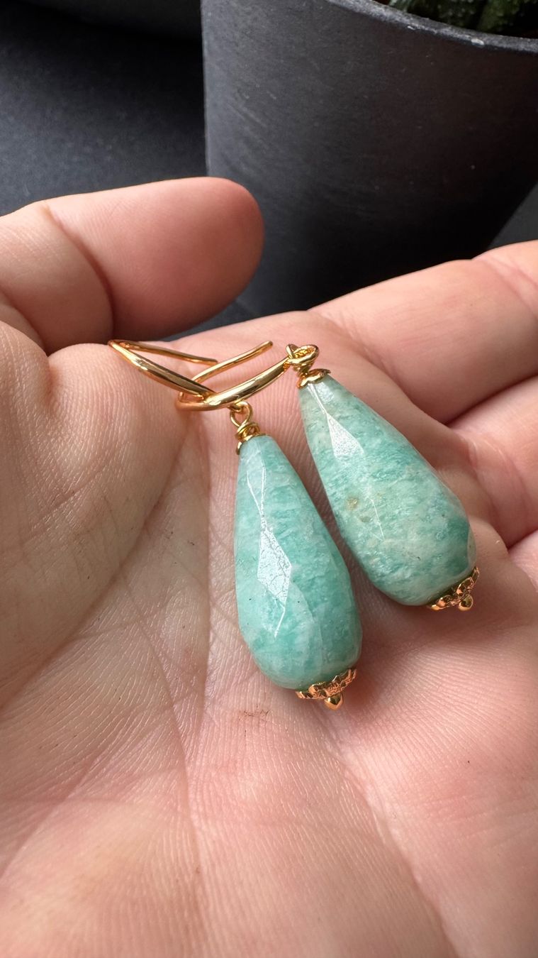 Orecchini pendenti & Orecchini a lobo: Wow: Ohrhänger aus Amazonit vergoldet – Nuovo e nell'imballaggio originale da Rombach venduto da Ivreajewels 2