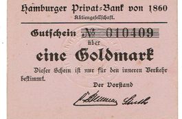 Hamburger Privatbank 1 Goldmark ohne Datum VZ+-VZ++