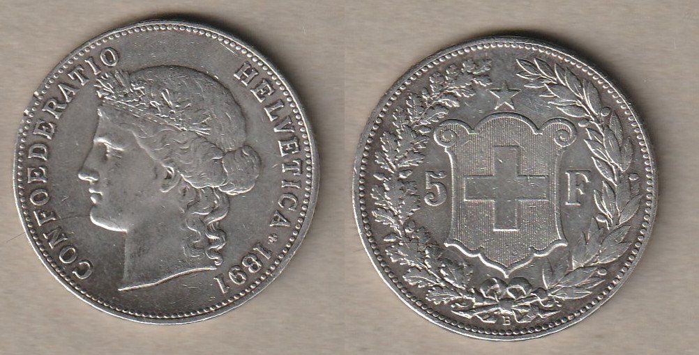 Tutti le monete: Grosser Fünfliber 1891 – Usato da Allschwil venduto da Coinfreak