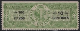 10 Centimes Fiskalmarke vom Kanton GENF / GENÈVE