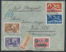 Flugpost 1923 Strassburg-Prag-Wien ab Basel Luftpost