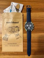 Lederarmband Blau, Kalbsleder - MoonSwatch - Omega Swatch