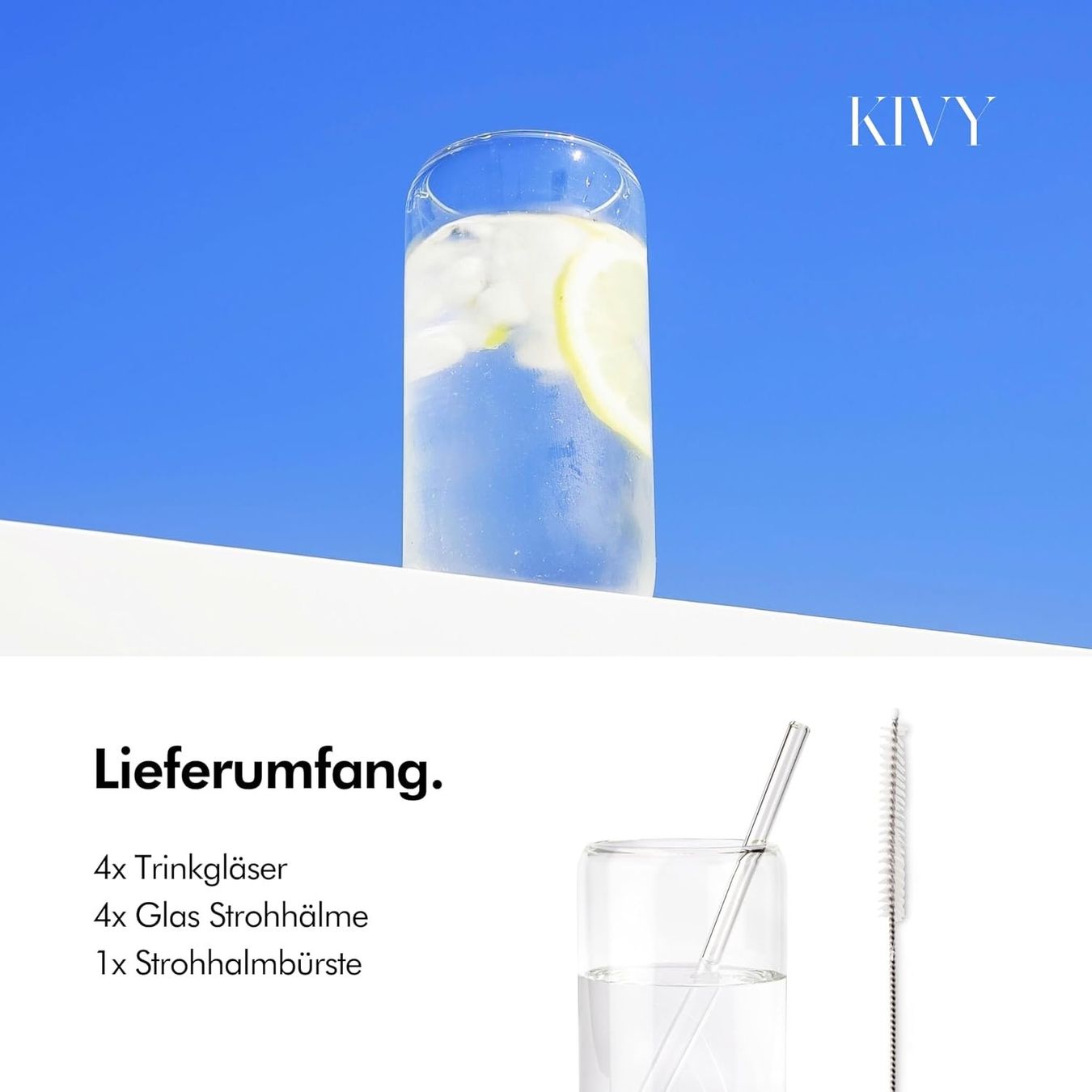 Bicchieri: Trinkgläser 4er Set 450 ml Glas Strohhalm Eiskaffee Matcha – Nuovo e nell'imballaggio originale da Schaffhausen venduto da lou_w76n 5