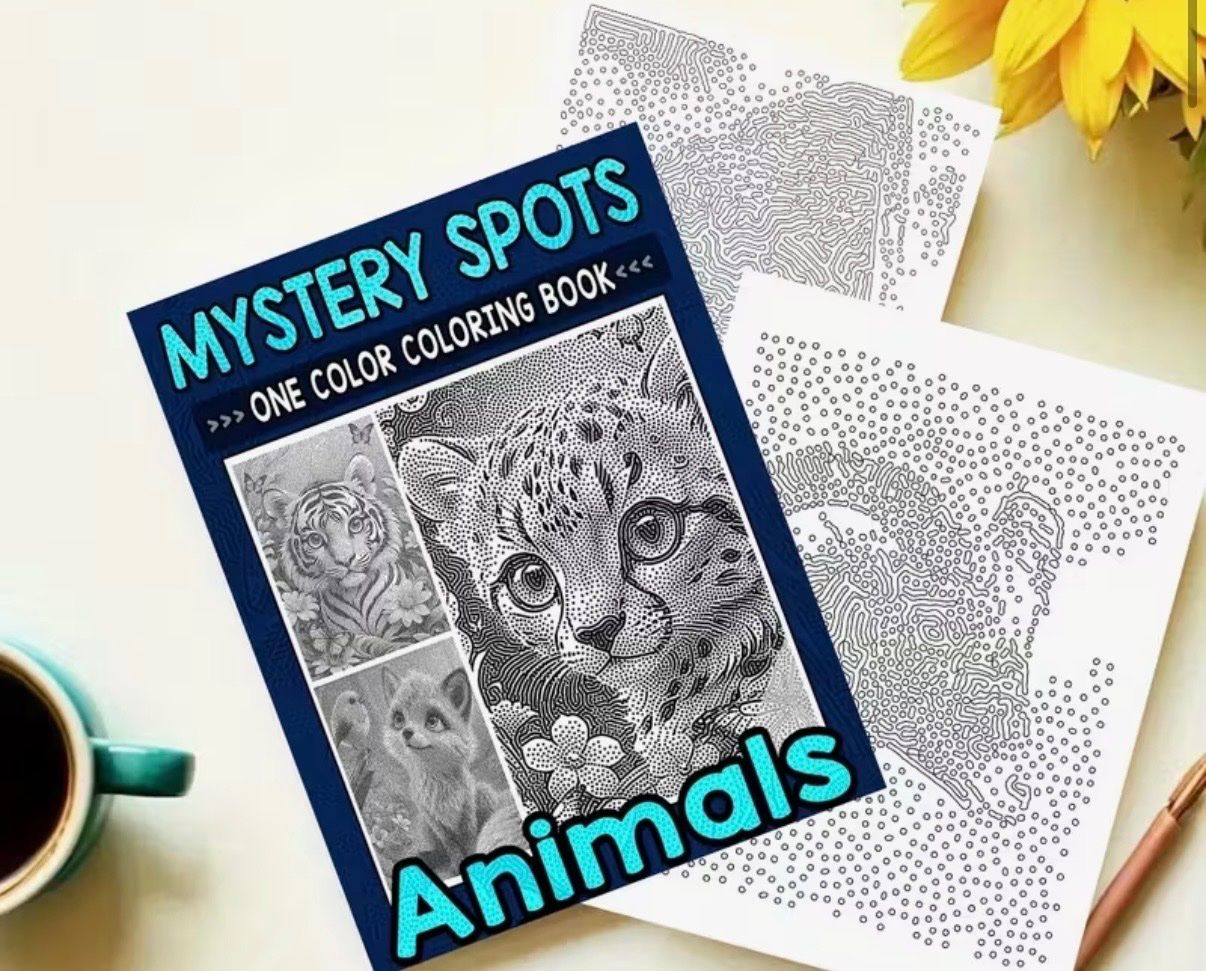 Bücher: Malbuch-Mystery Spots-Tiere-Entspannung-kreativ-Kunst-Ruhe – Neu und originalverpackt aus Teufenthal AG von MeineSchatztruhe 1