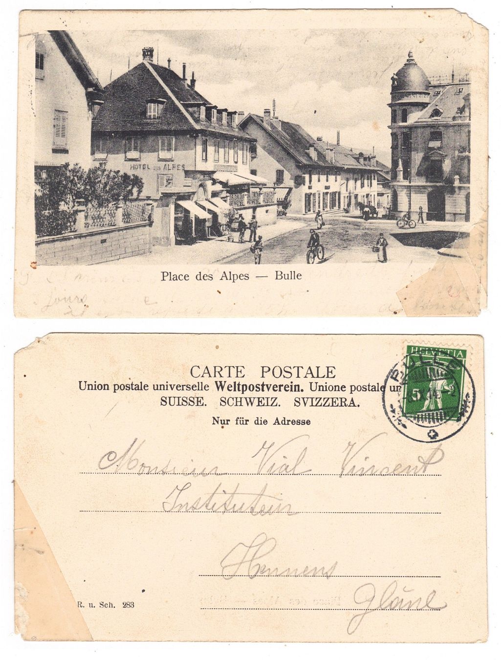 Ansichtskarten: Bulle, Place des Alpes – Gebraucht aus La Tour-de-Peilz von amjust