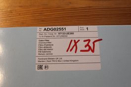 Innenraumfilter ADG02551 für Hyundai