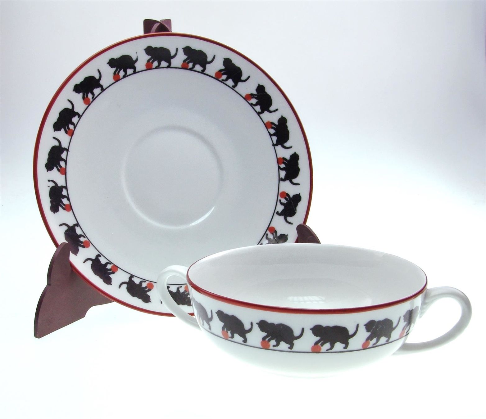 Set di piatti: Katzen Suppentasse & Teller Langenthaler 1938 - 1940 – Usato da Seedorf BE venduto da ArcoCera 5