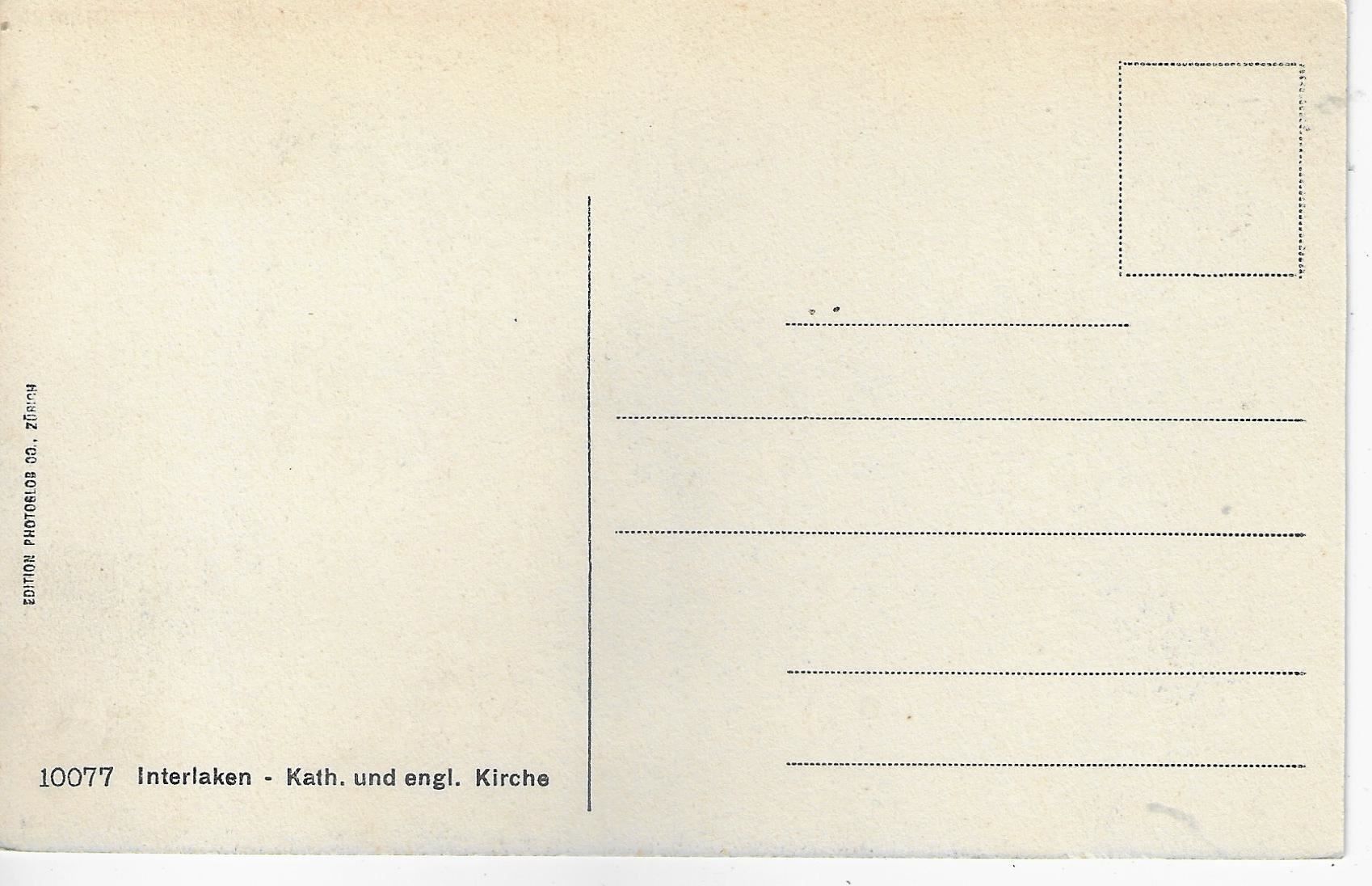 Cartes postales: Interlaken - Kath. und engl. Kirche – Antique à Ettingen par Kartenplanet 1