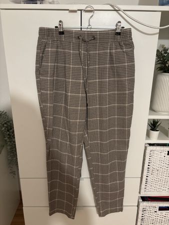 Damen Stoffhose kariert braun mit Gummizug guter Zustand