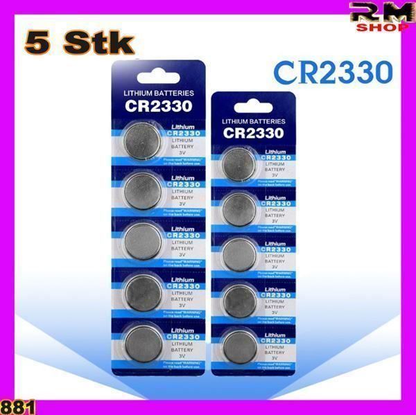 5 Stück CR2330 3V Lithium Batterien Auf Blistercard – Frisch Vom Hersteller Eunicell