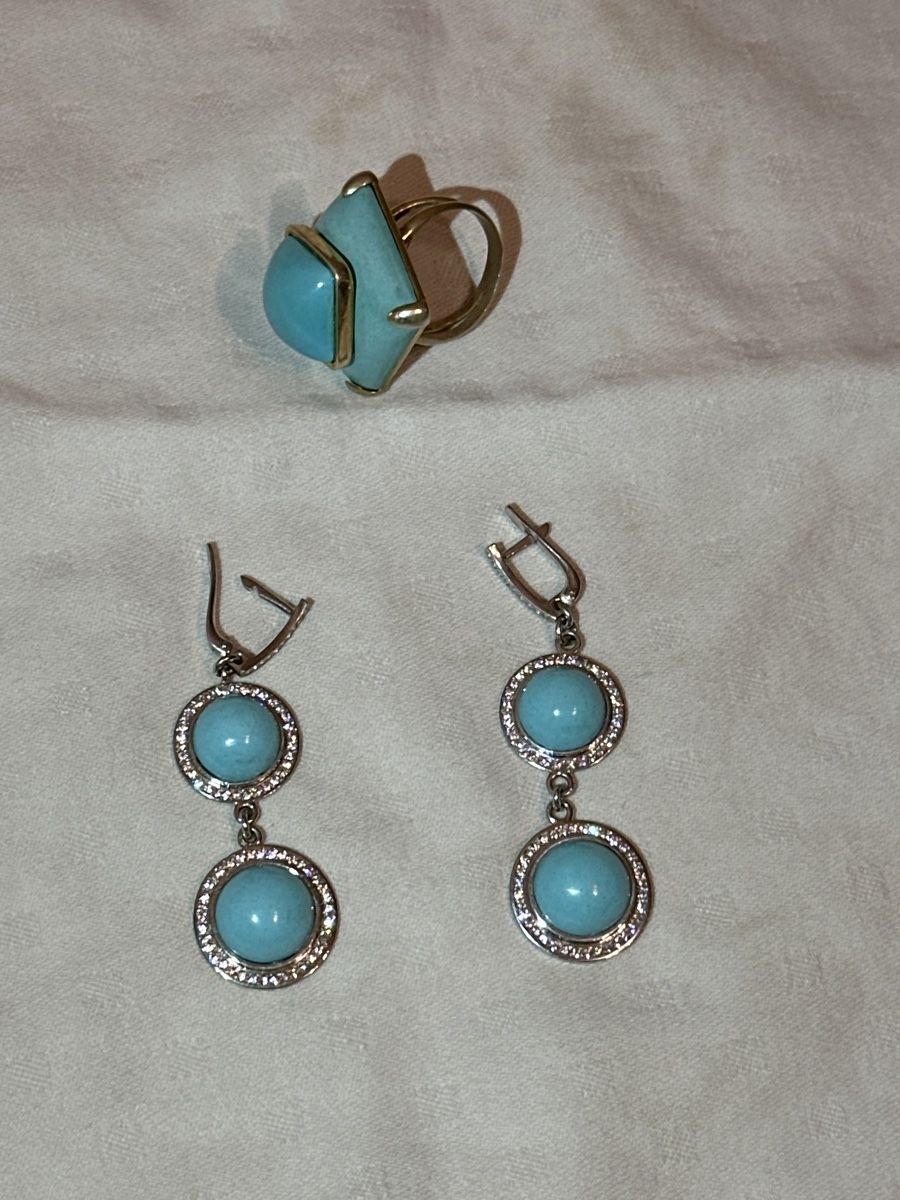Sonstiger Schmuck: Silber Schmuckset Türkis Ohrringe/Ring – Neu (gemäss Beschreibung) aus Wilen b. Wollerau von lia_9v87
