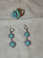 Silber Schmuckset Türkis Ohrringe/Ring