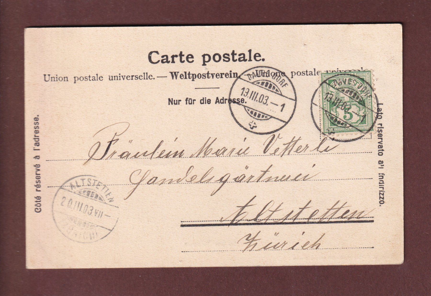 Cartoline postali: DAVOS im Winter - 1903 – Usato da Pully venduto da nicecards 1