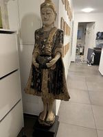 Grande statua Buddha asiatica decorata oro e nero  170 cm