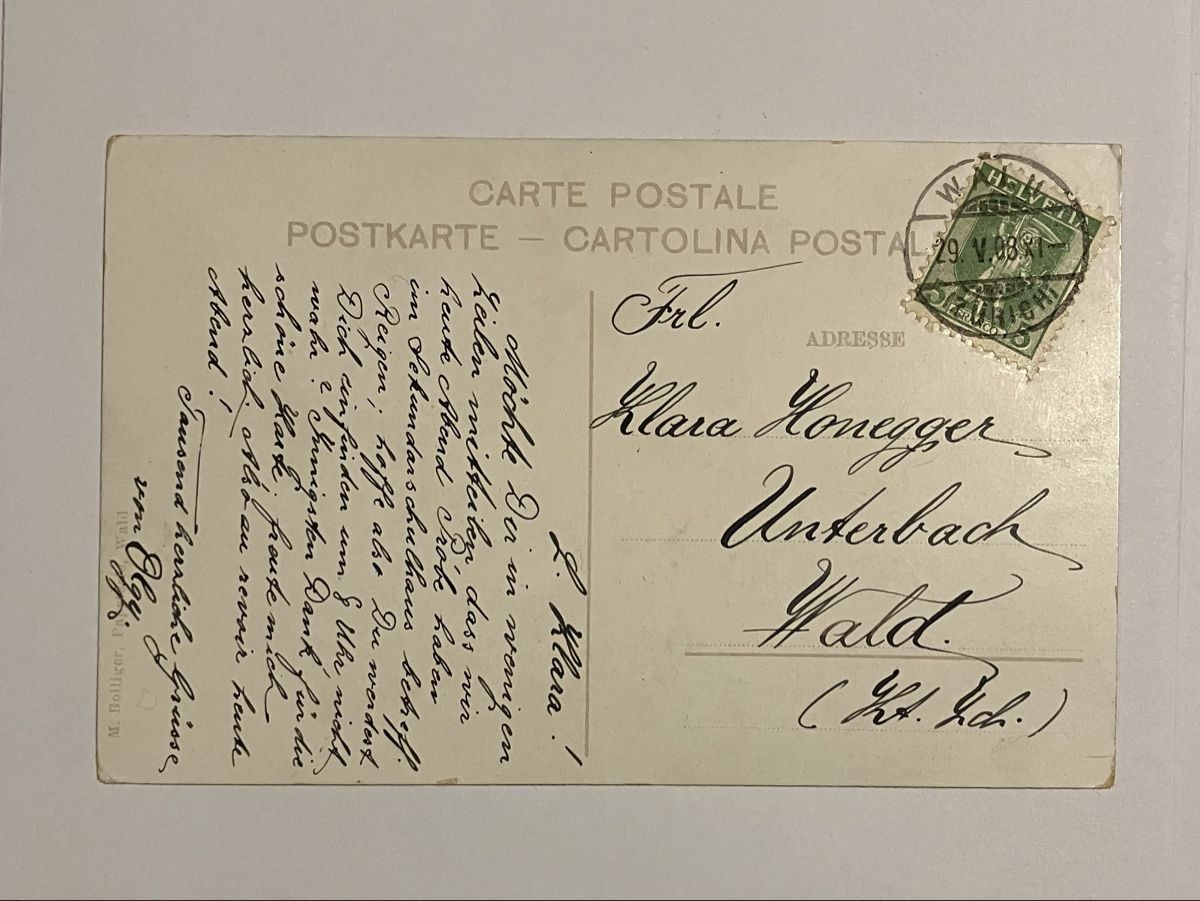 Cartoline postali: Alte Ansichtskarte Wald ZH, Hintere Dorfstrasse, 1908 – Usato da Bauma venduto da Baumer71 1
