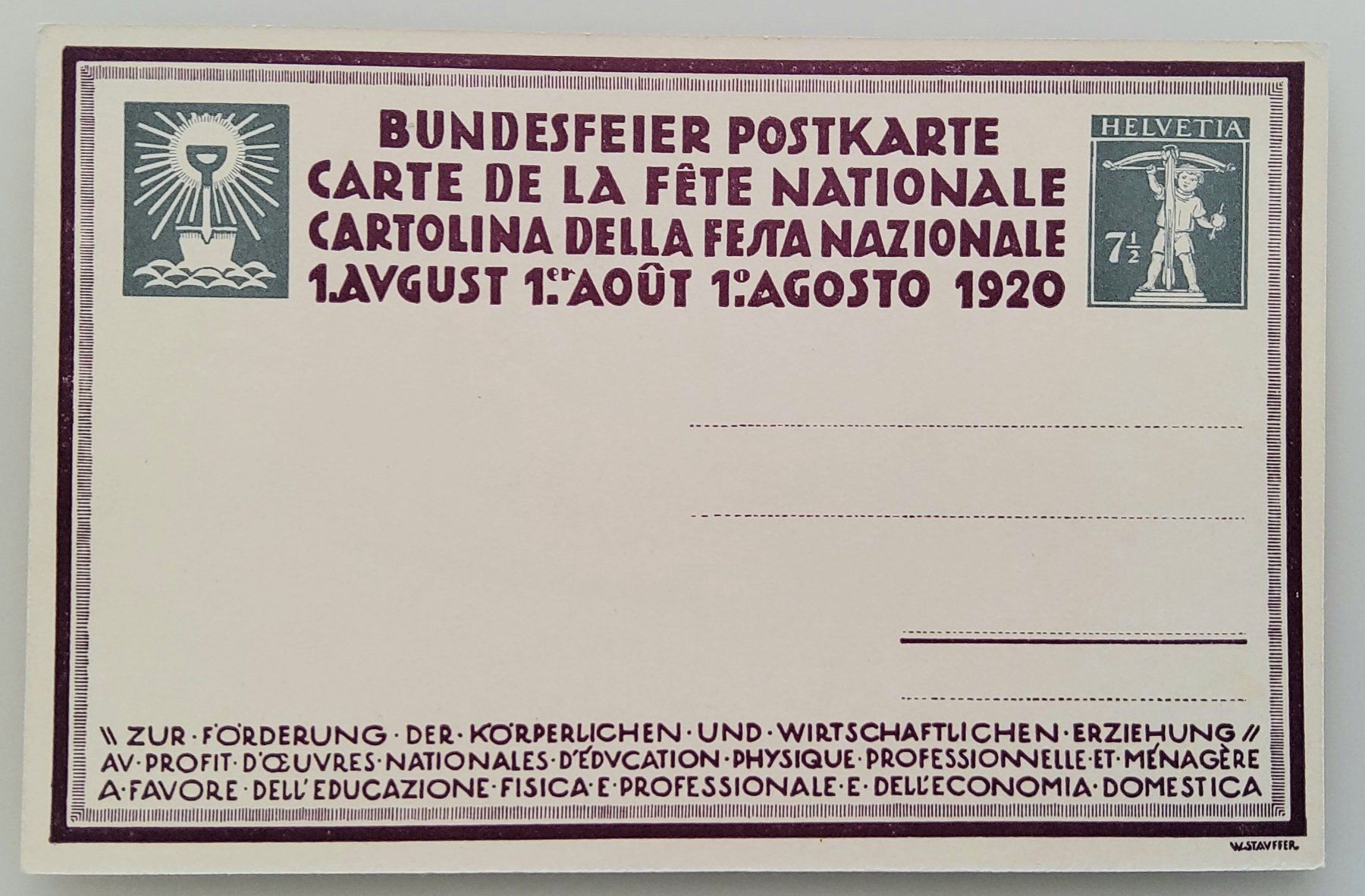Tutti i francobolli: Bundesfeierpostkarte Nr.29 - 1920 - Die Ernte – Nuovo (secondo la descrizione) da Buchrain venduto da mue_kru 1