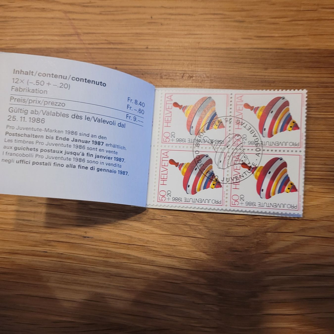 Alle Briefmarken: Markenheftchen Carnet De Timbre Pro Juventute 1986 – Gebraucht aus Biel/Bienne von Destockweb 1