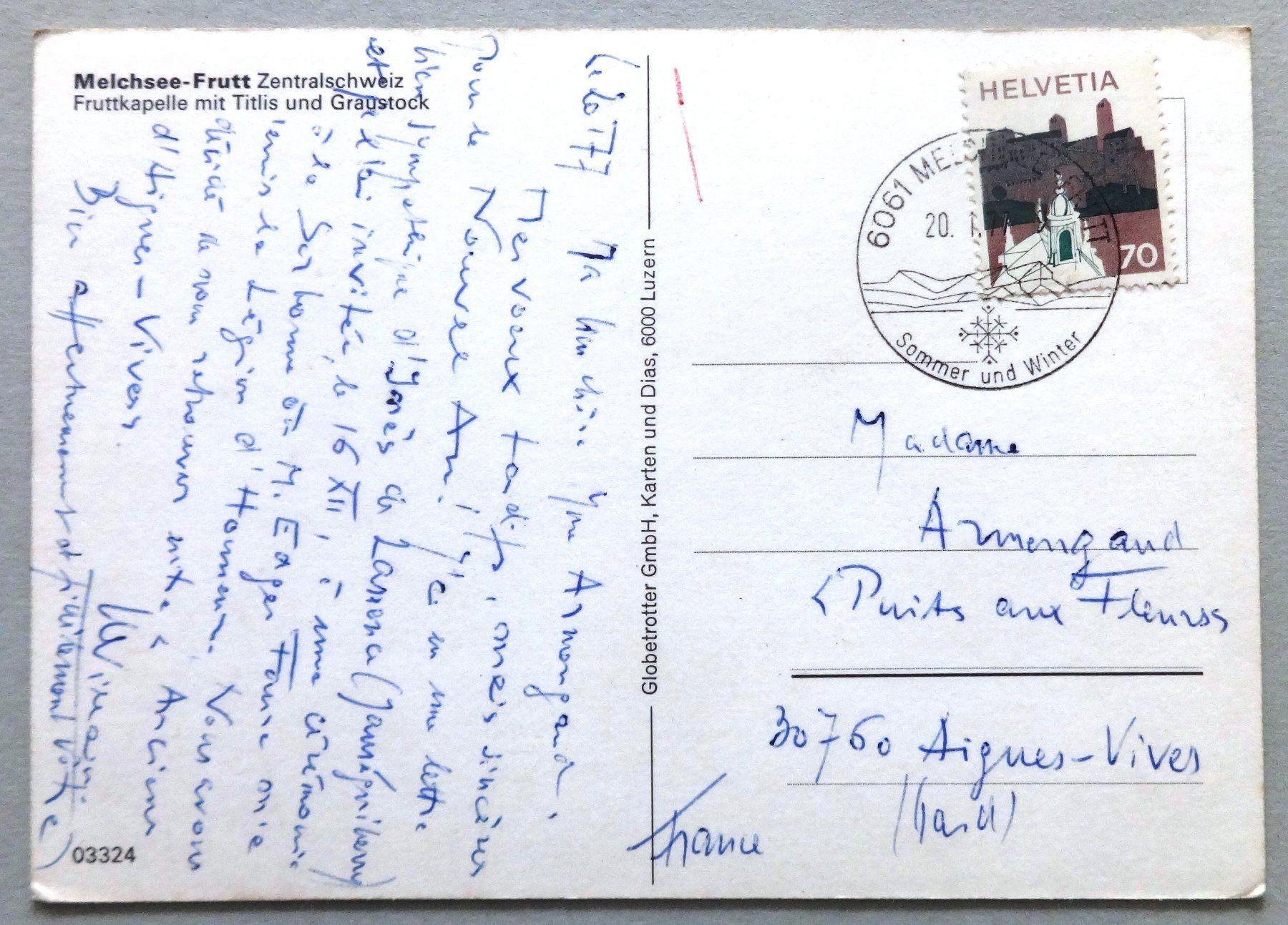 Cartoline postali: Melchsee-Frutt, Fruttkapelle mit Titlis – Usato da Fétigny venduto da Billy2miny 1