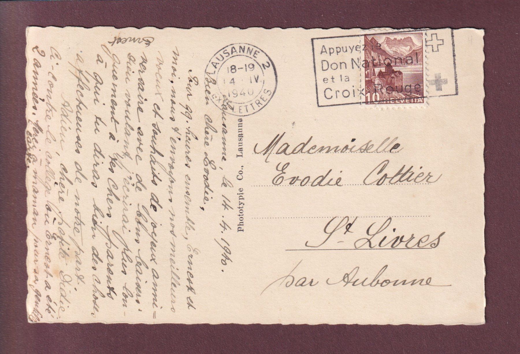 Cartoline postali: LAUSANNE - Ecole de Commerce - 1940 – Usato da Pully venduto da nicecards 1