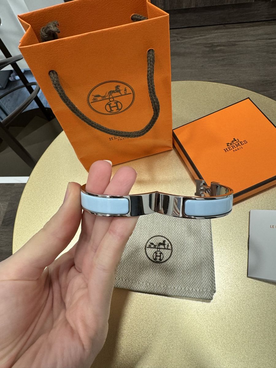 Hermès Bracelets: Hermès Clic H Bracelet - Pale Blue & Silver – Neuf (Voir description) à Thonex par Lux_brands01 5