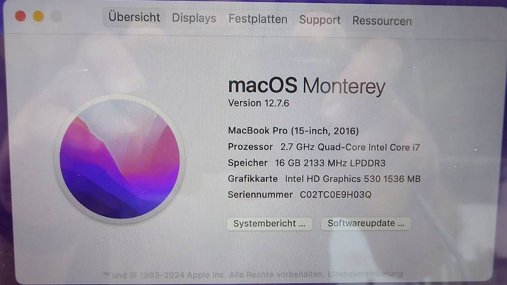 Apple Notebook: MacBook Pro 15 Zoll 2016 A 1707 – Usato da Männedorf venduto da livesteam 1