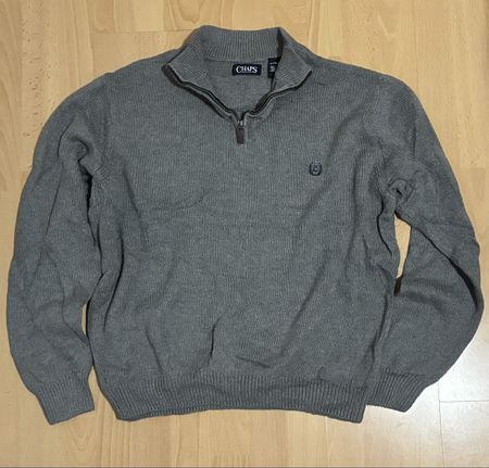 Herren Pullover Chaps Reissverschluss grau Grösse XL