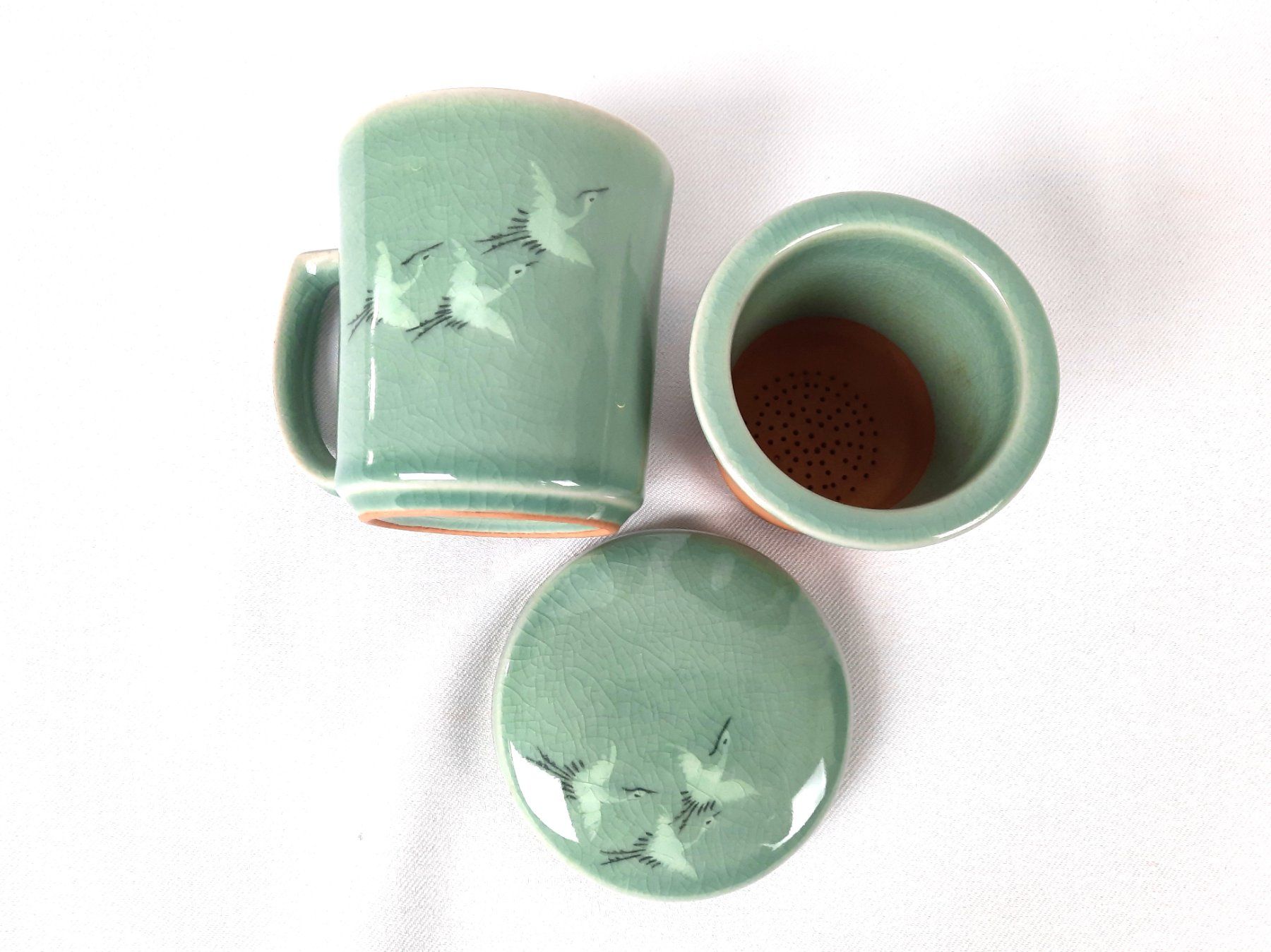 Tazze: Kranich Teetasse mit Innensieb und Deckel – Usato da Beinwil am See venduto da Restwert_Beinwil 3