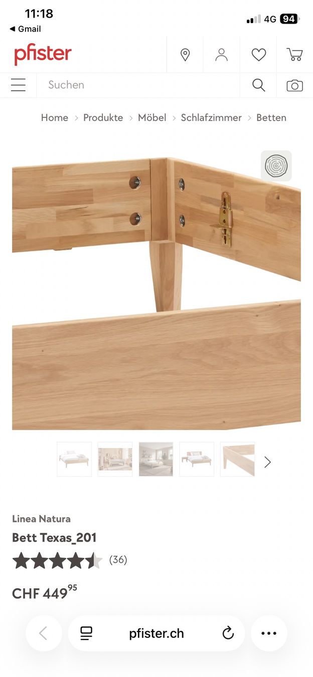 Pfister Letti: Holzbett aus Eichenholz – Usato da Bern venduto da moiramoira 3