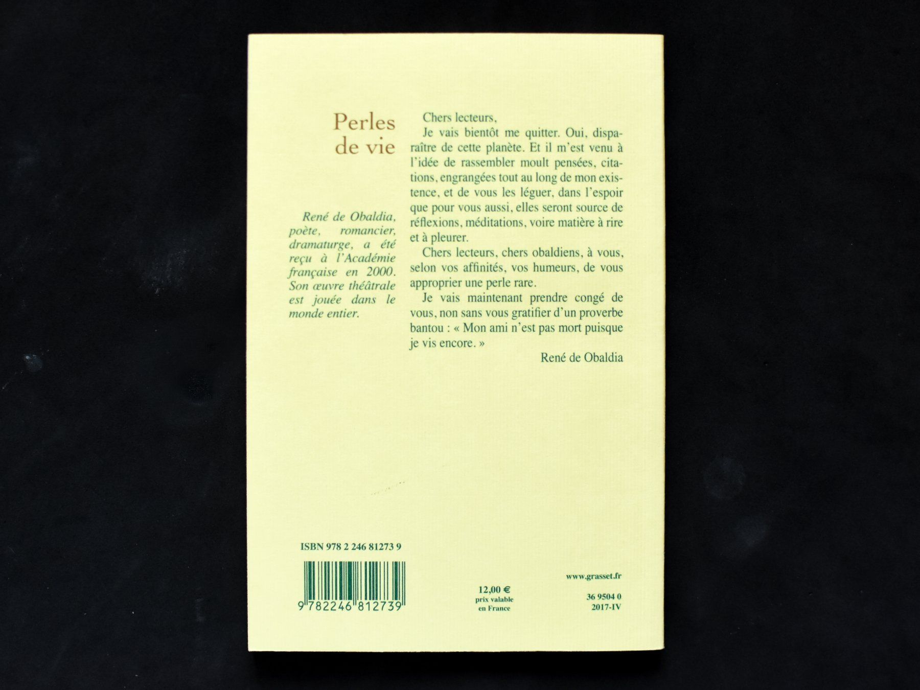 Bücher: René de Obaldia - Perles de vie – Gebraucht aus Belmont-sur-Yverdon von bichet02 1