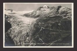 AK Glacier du Rhone Furkapass mit Hotel Bellevue