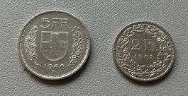 5 und 2 Franken aus dem Jahr  1968