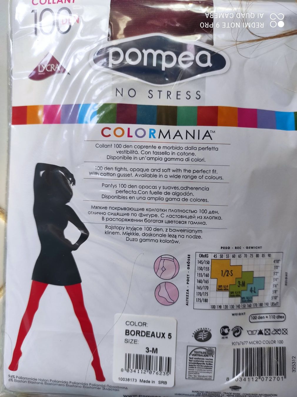 Calze & Collant: Collants couleur bordeaux 100 Den - Taille M – Nuovo e nell'imballaggio originale da Porrentruy venduto da Olifante 1