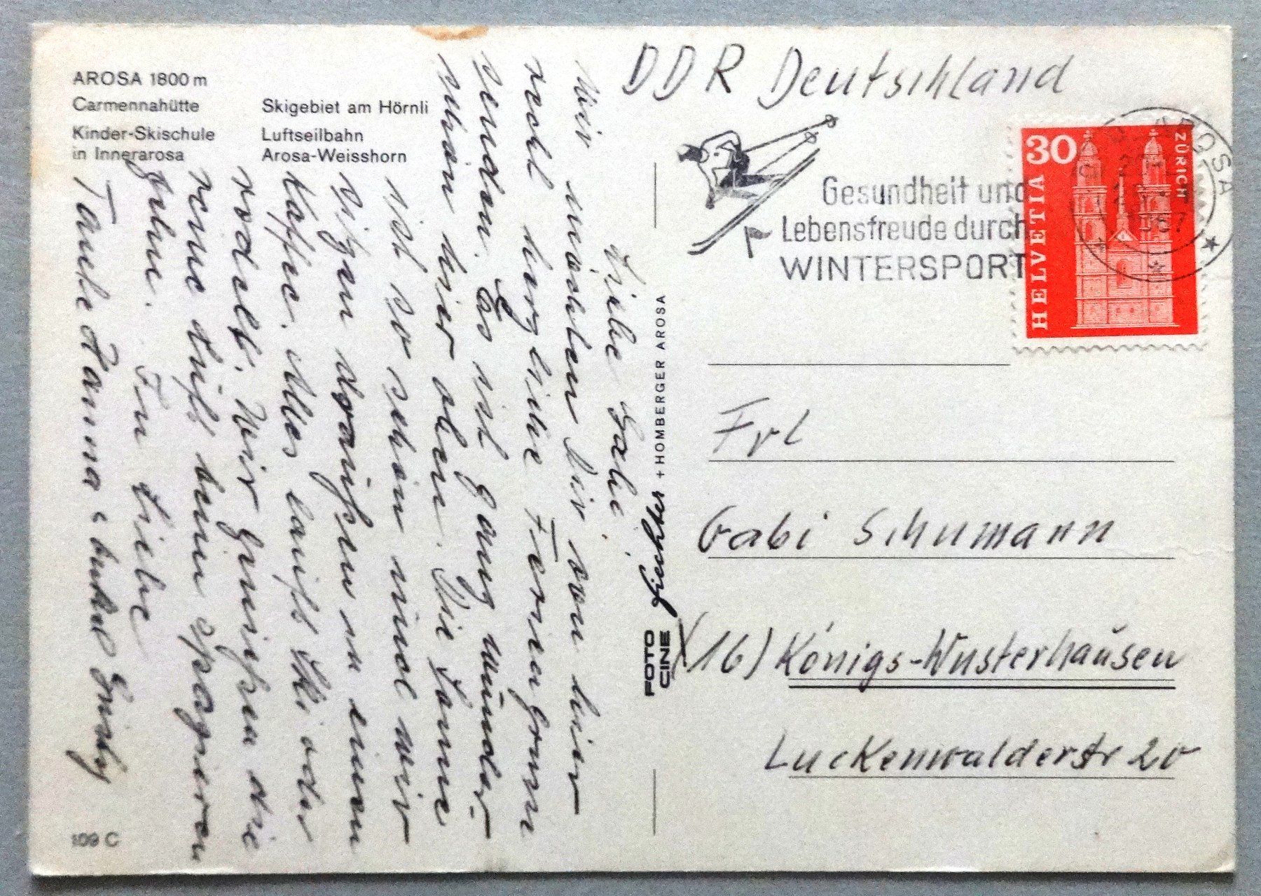 Cartes postales: Arosa 1800 m – D'occasion à Fétigny par Billy2miny 1