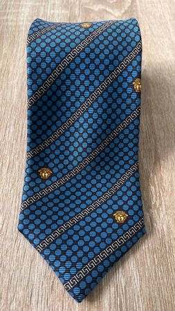 Gianni Versace Krawatte Seide blau gepunktet 