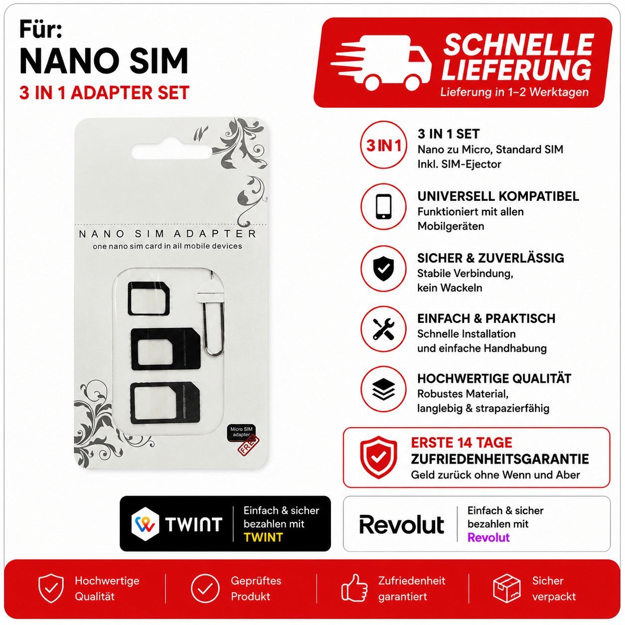 Unità & Adattatore: Nano SIM Adapter (#21) – Nuovo e nell'imballaggio originale da Montreux venduto da CABLEKABEL