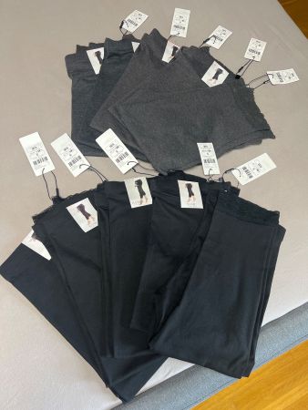 10 LEGGINGS BASIC 3/4 LACE CHICORÉE GR S