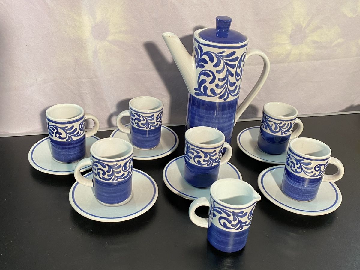 Set di piatti: Blau-Weiss Keramik Moccaservice – Usato da Flawil venduto da sonnengeist