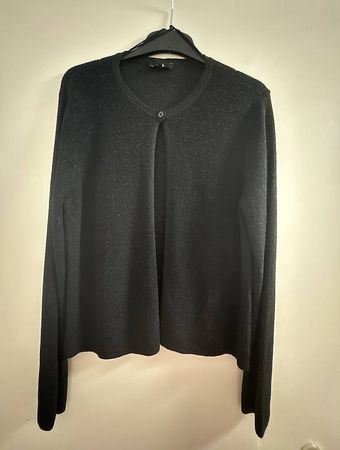 Schwarze, offene Strick-Cardigan mit Glitzereffekt von C&A
