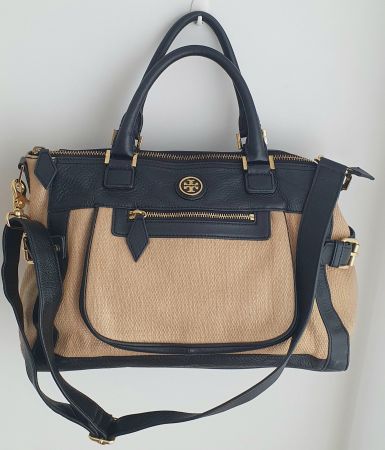 Tory Burch Handtasche Crossbody Leder Raffia Optik