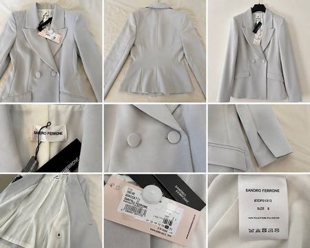     Blazer femme Sandro Ferrone gris clair croisé.Taille S